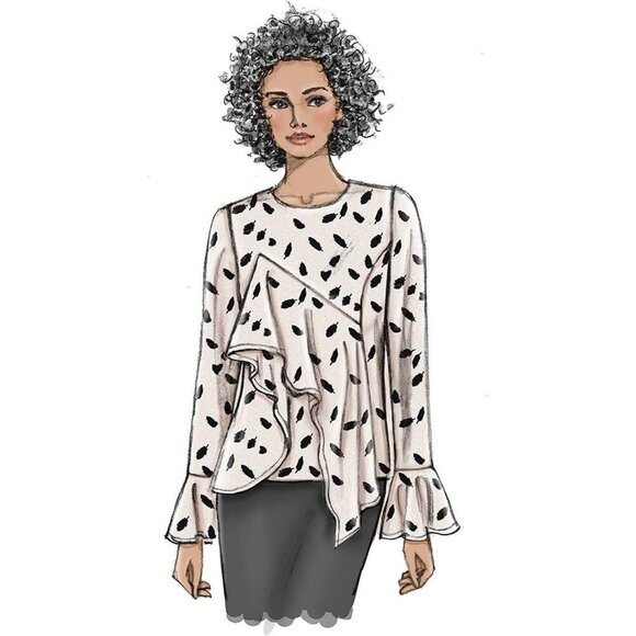 Butterick Sewing Pattern 6595 Women's Ruffle Blouse Size 14-22 - Picture 6 of 6